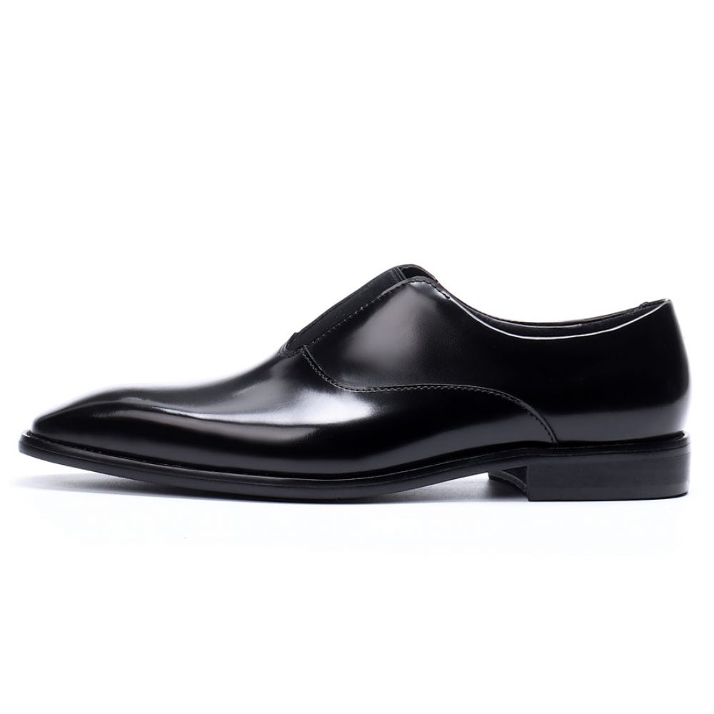 Chaussures Formelles Pour Hommes Mariage Luxe À Bout Pointu Avec Bande Élastique - Noir