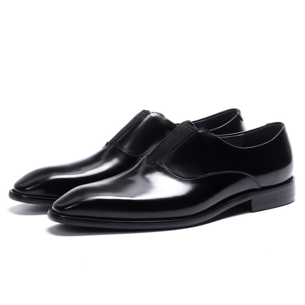 Chaussures Formelles Pour Hommes Mariage Luxe À Bout Pointu Avec Bande Élastique - Noir