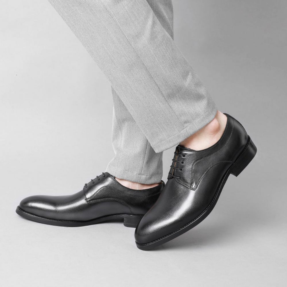 Chaussures Formelles Pour Hommes Mariage Luxe Cuir Exotique Pointu Oxfords - Noir