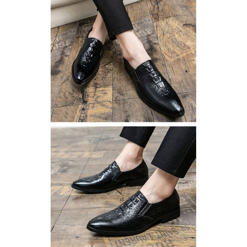 Chaussures Formelles Pour Hommes Mariage À Motif Alligator - Noir