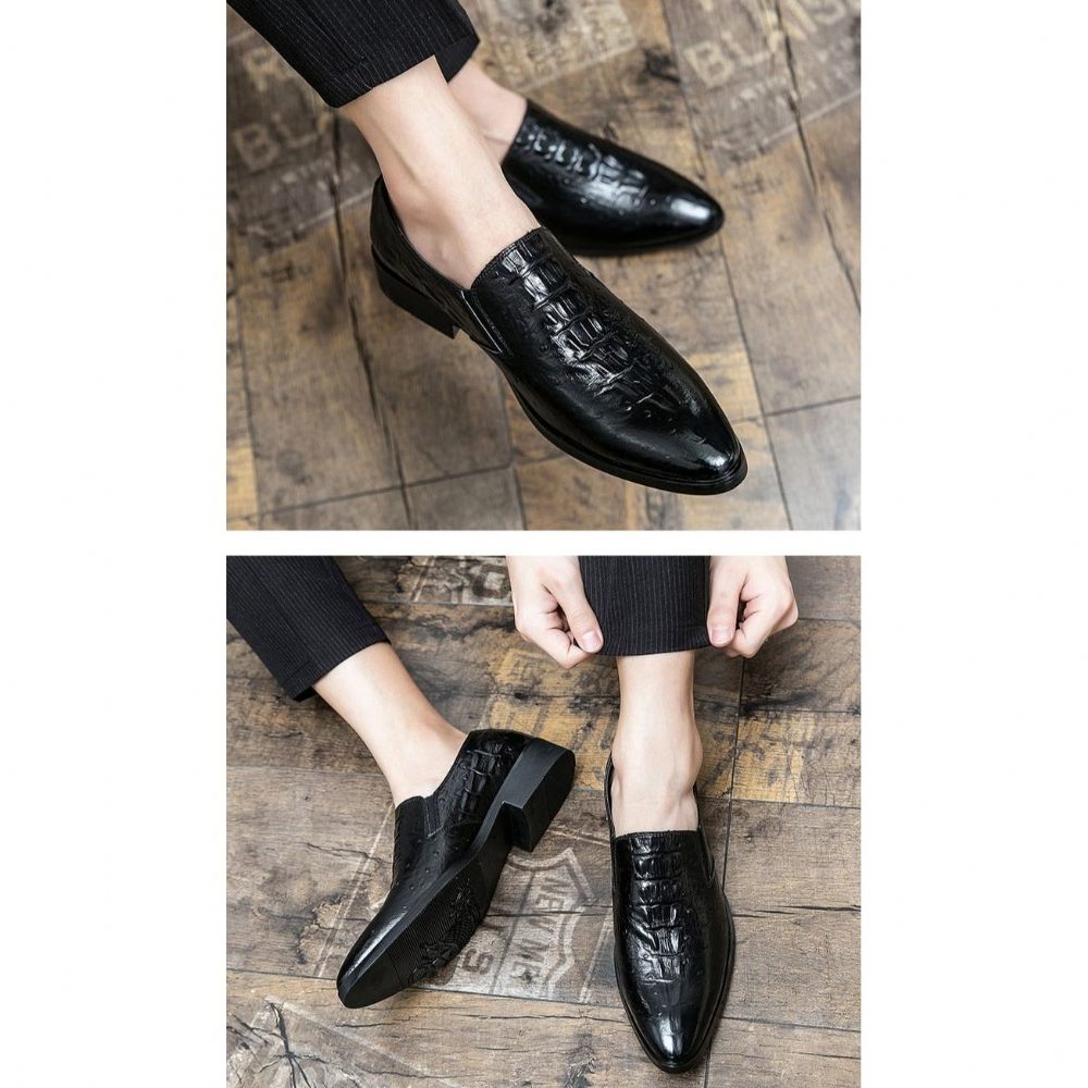 Chaussures Formelles Pour Hommes Mariage À Motif Alligator - Noir