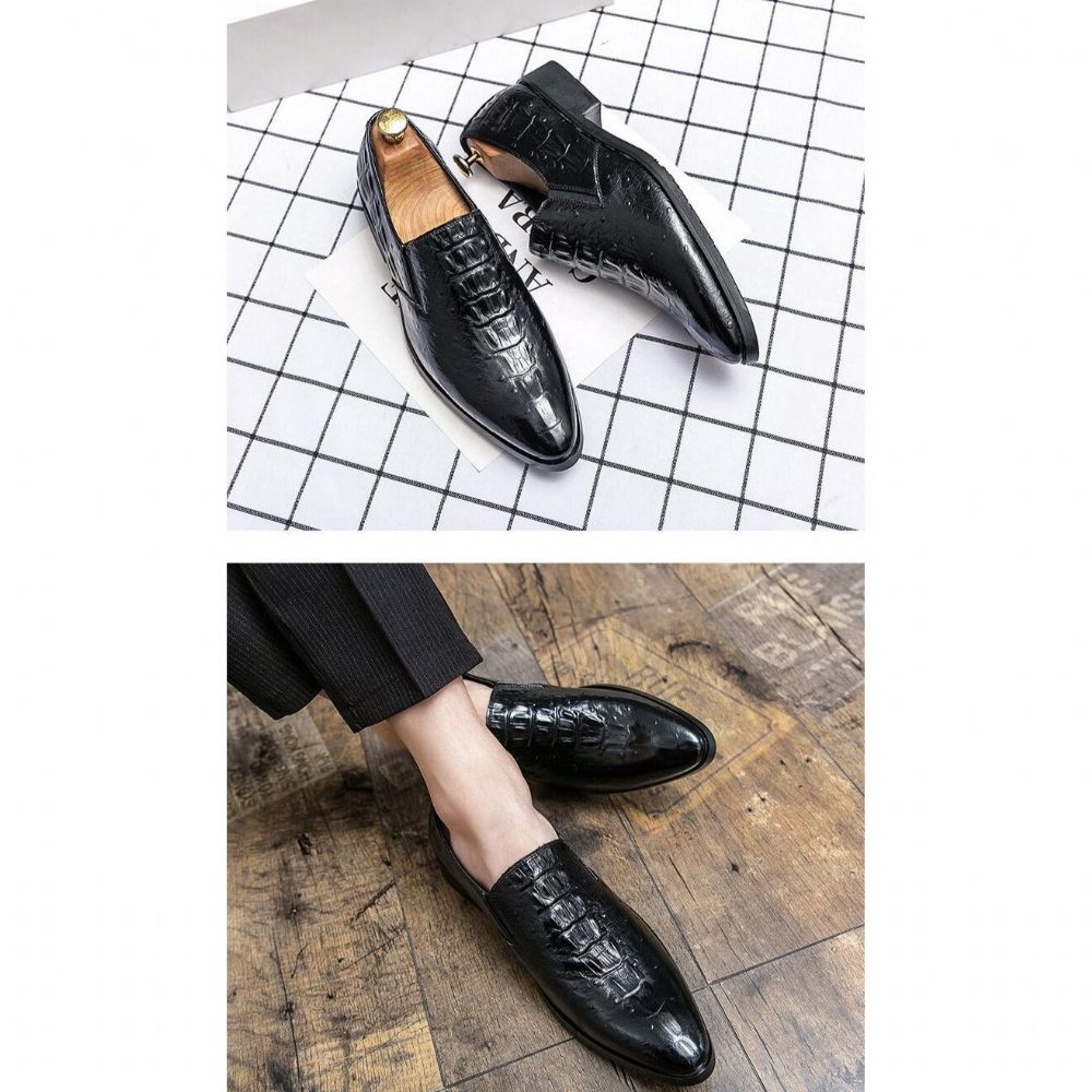 Chaussures Formelles Pour Hommes Mariage À Motif Alligator - Noir