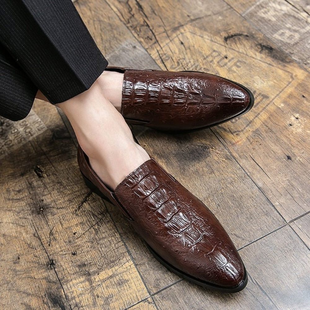 Chaussures Formelles Pour Hommes Mariage À Motif Alligator - Café