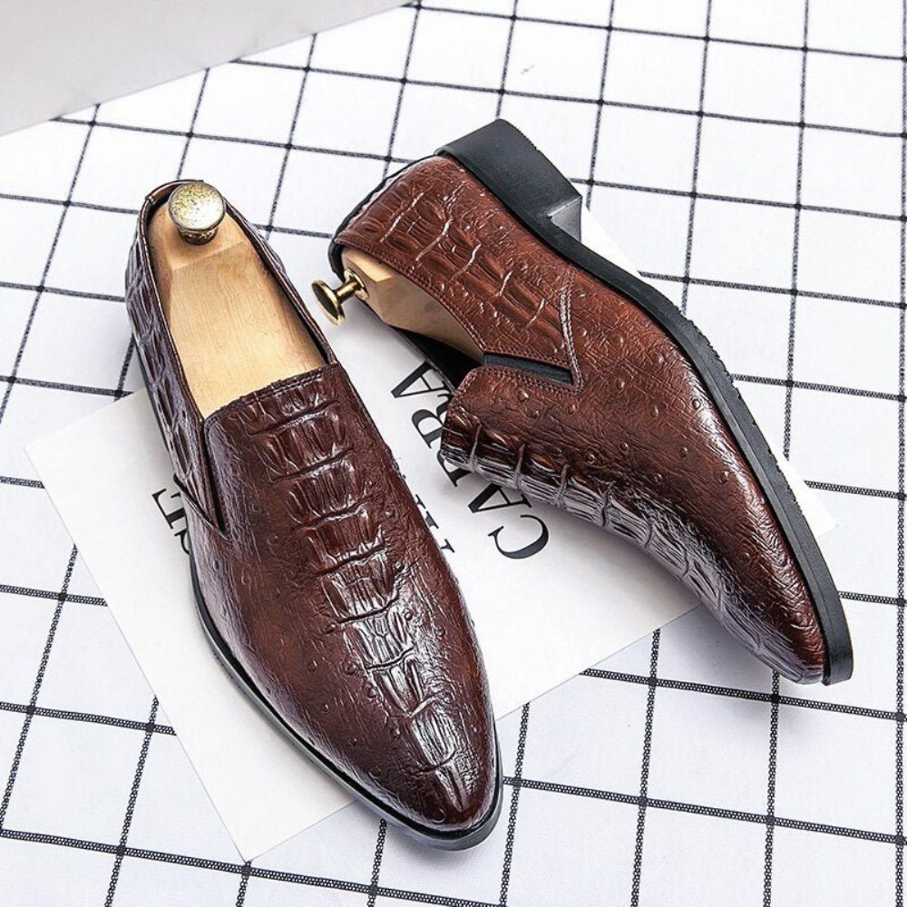 Chaussures Formelles Pour Hommes Mariage À Motif Alligator - Café