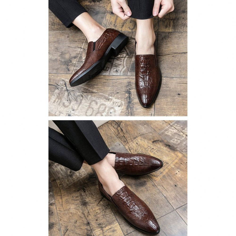 Chaussures Formelles Pour Hommes Mariage À Motif Alligator - Café