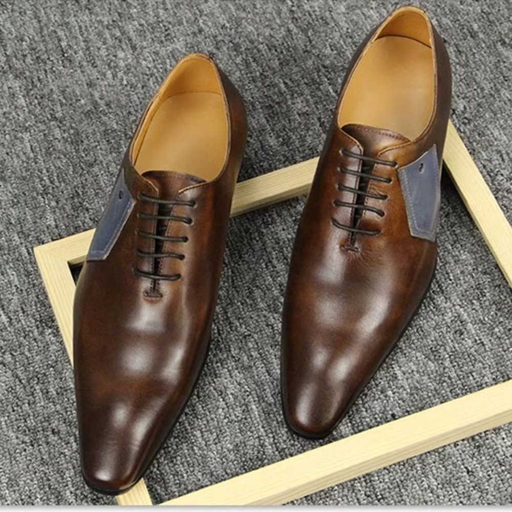 Chaussures Formelles Pour Hommes Mariage Personnalisées À Lacets - Café