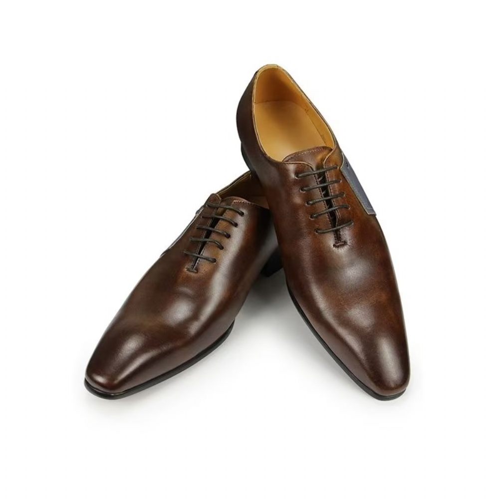 Chaussures Formelles Pour Hommes Mariage Personnalisées À Lacets - Café