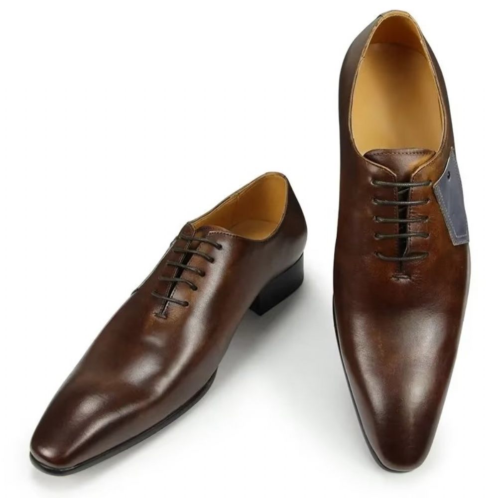 Chaussures Formelles Pour Hommes Mariage Personnalisées À Lacets - Café