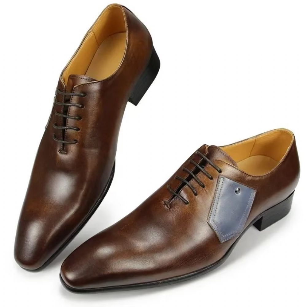 Chaussures Formelles Pour Hommes Mariage Personnalisées À Lacets - Café