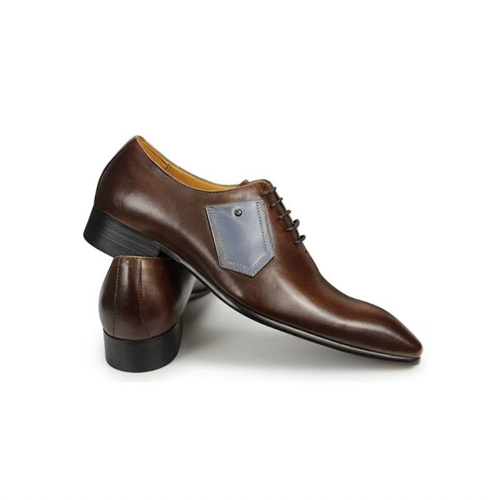 Chaussures Formelles Pour Hommes Mariage Personnalisées À Lacets - Café