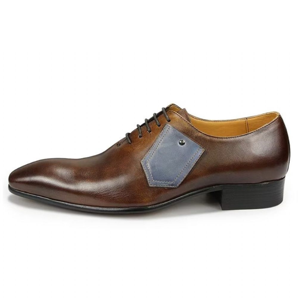 Chaussures Formelles Pour Hommes Mariage Personnalisées À Lacets - Café