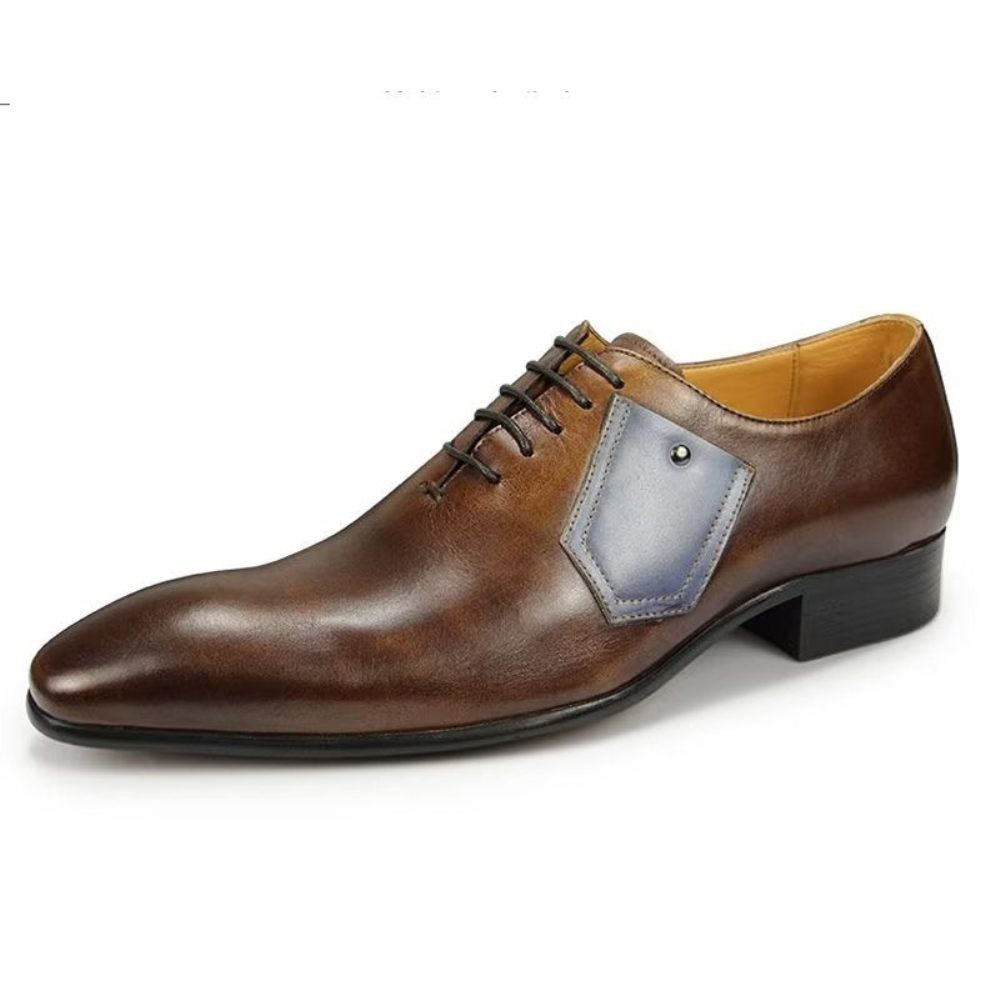 Chaussures Formelles Pour Hommes Mariage Personnalisées À Lacets - Café