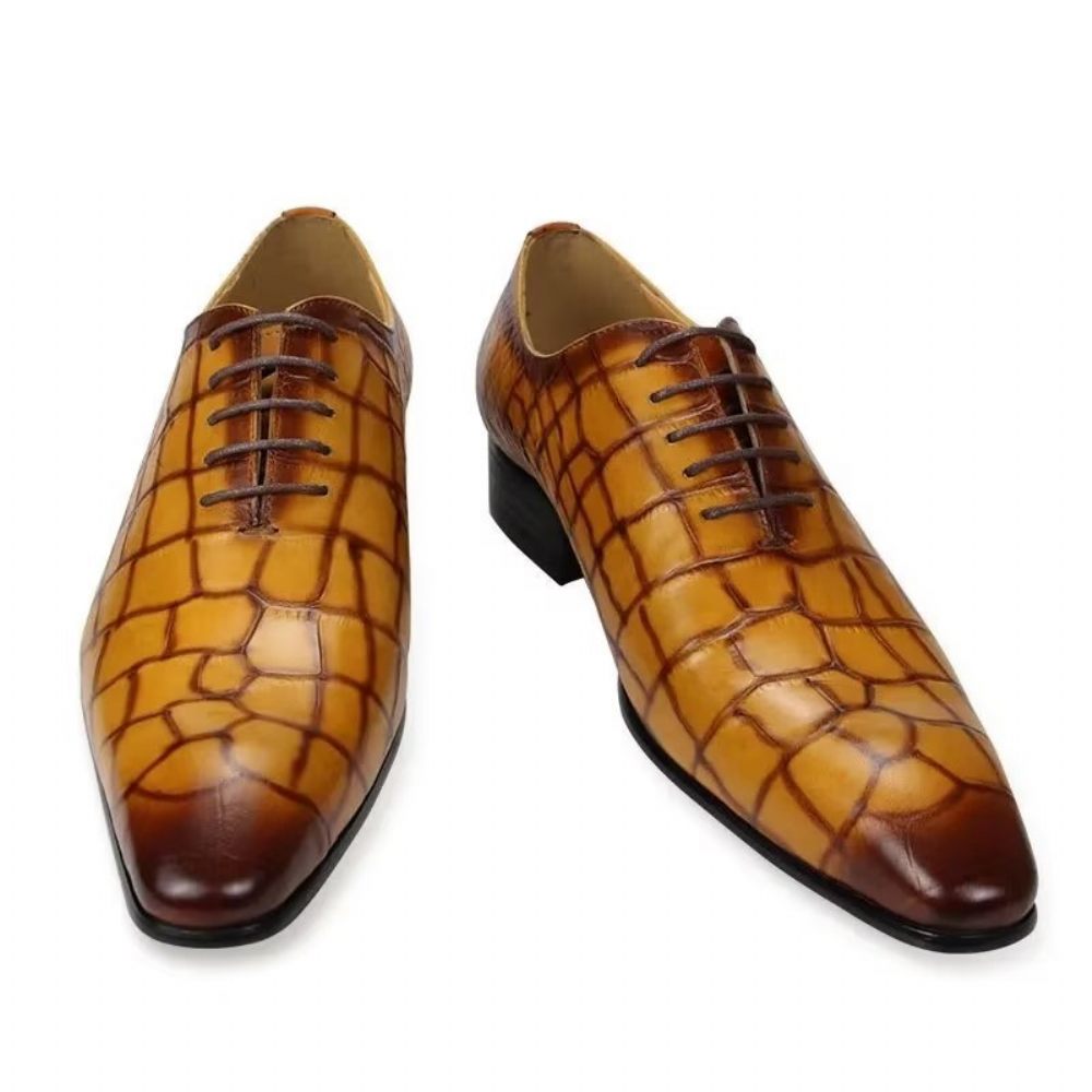 Chaussures Formelles Pour Hommes Mariage Richelieu À Lacets - Jaune