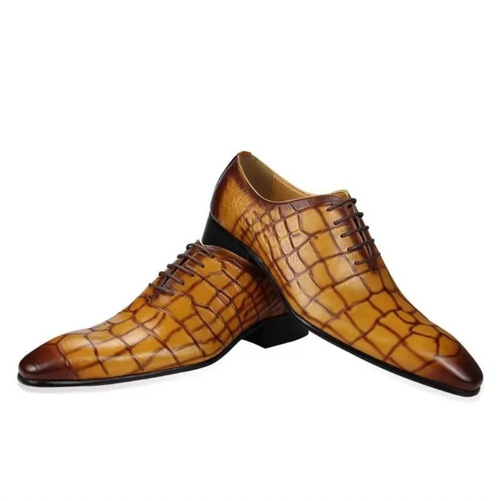 Chaussures Formelles Pour Hommes Mariage Richelieu À Lacets - Jaune