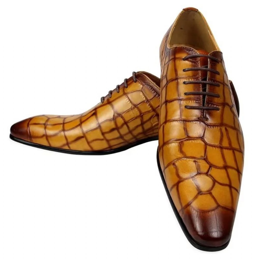 Chaussures Formelles Pour Hommes Mariage Richelieu À Lacets - Jaune