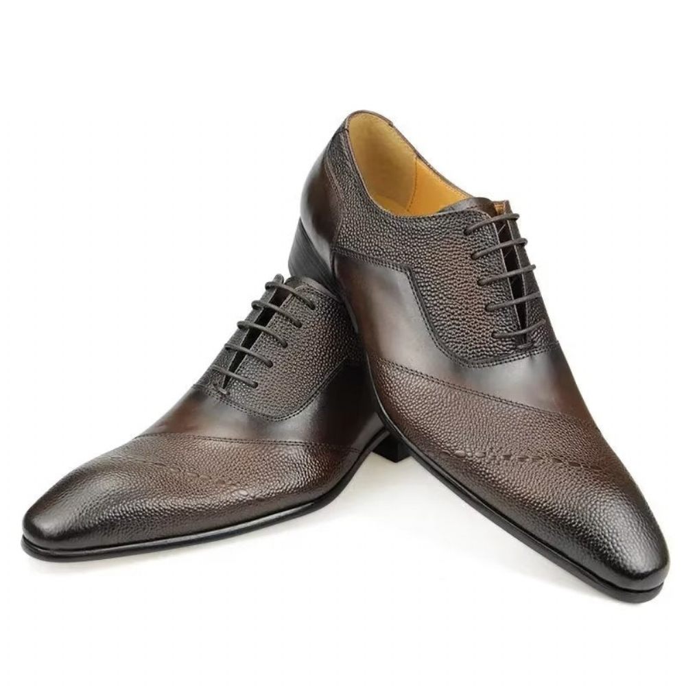 Chaussures Formelles Pour Hommes Mariage Richelieu À Lacets - Café