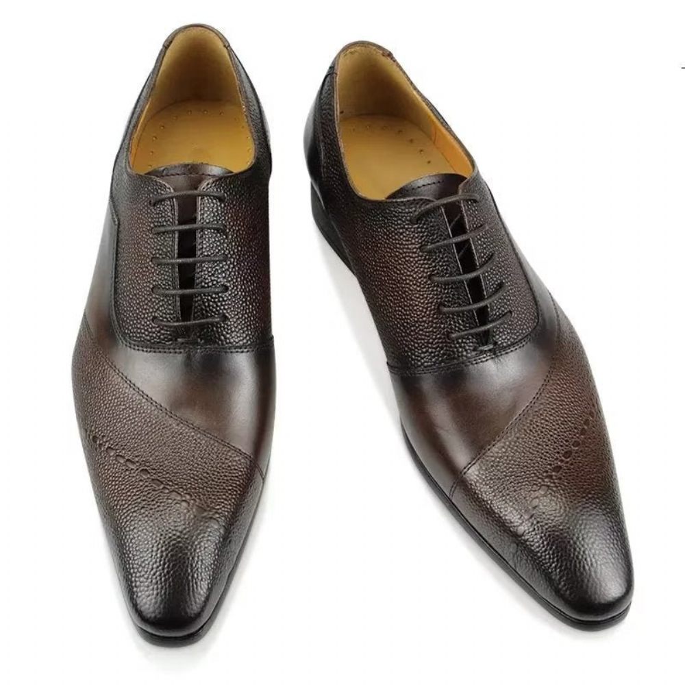 Chaussures Formelles Pour Hommes Mariage Richelieu À Lacets - Café