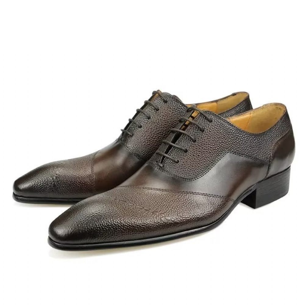 Chaussures Formelles Pour Hommes Mariage Richelieu À Lacets - Café