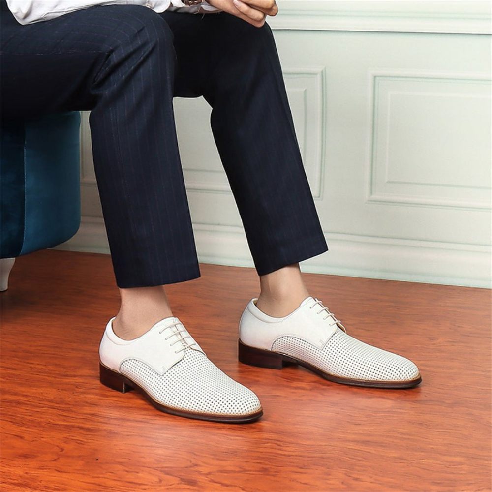 Chaussures Formelles Pour Hommes Mariée À Bout Pointu - Blanc