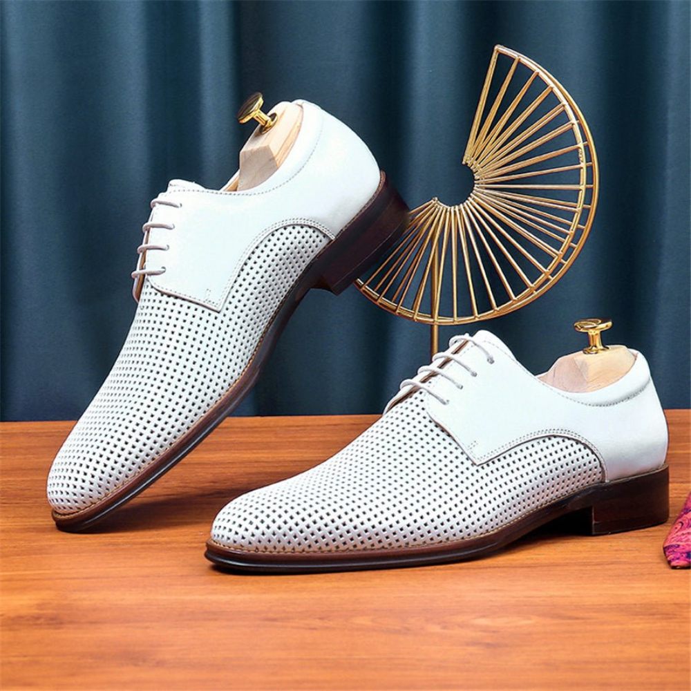 Chaussures Formelles Pour Hommes Mariée À Bout Pointu - Blanc