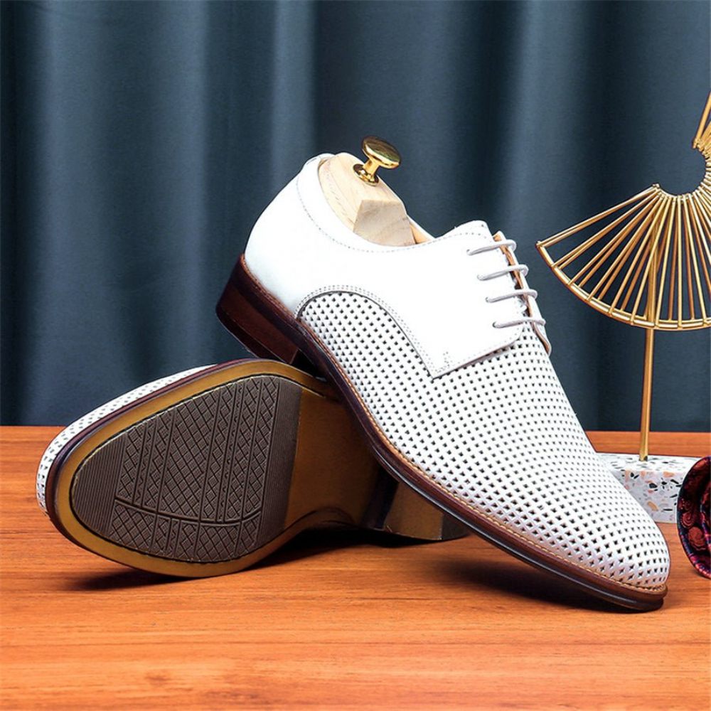 Chaussures Formelles Pour Hommes Mariée À Bout Pointu - Blanc