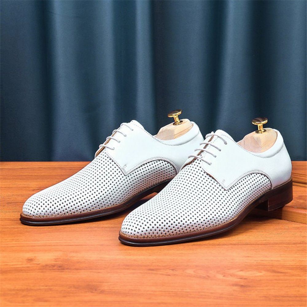 Chaussures Formelles Pour Hommes Mariée À Bout Pointu - Blanc