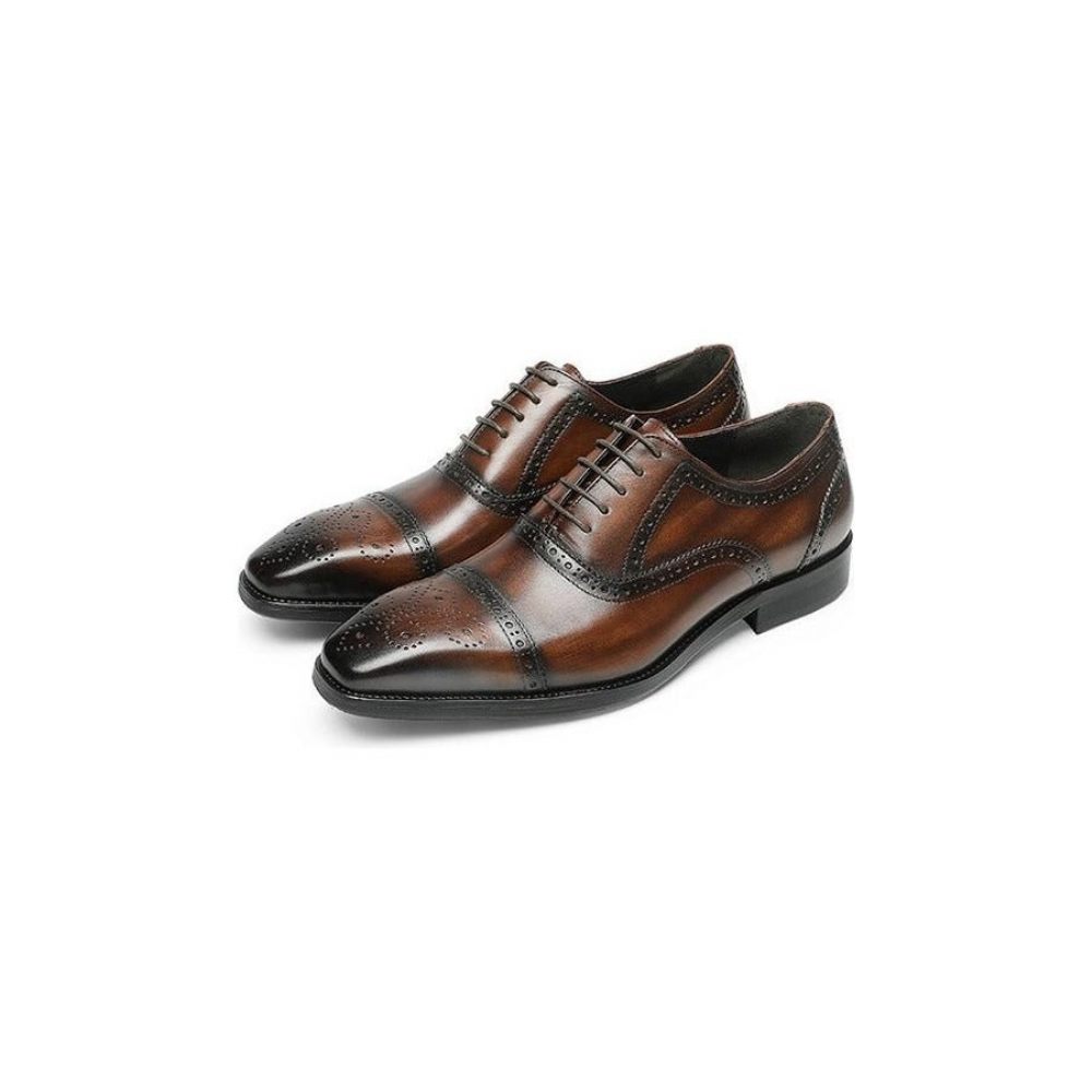 Chaussures Formelles Pour Hommes Mariée Cuir - Café