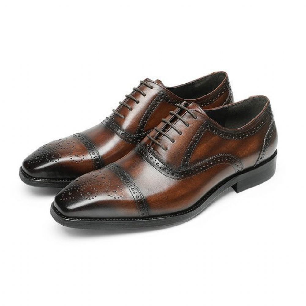 Chaussures Formelles Pour Hommes Mariée Cuir - Café