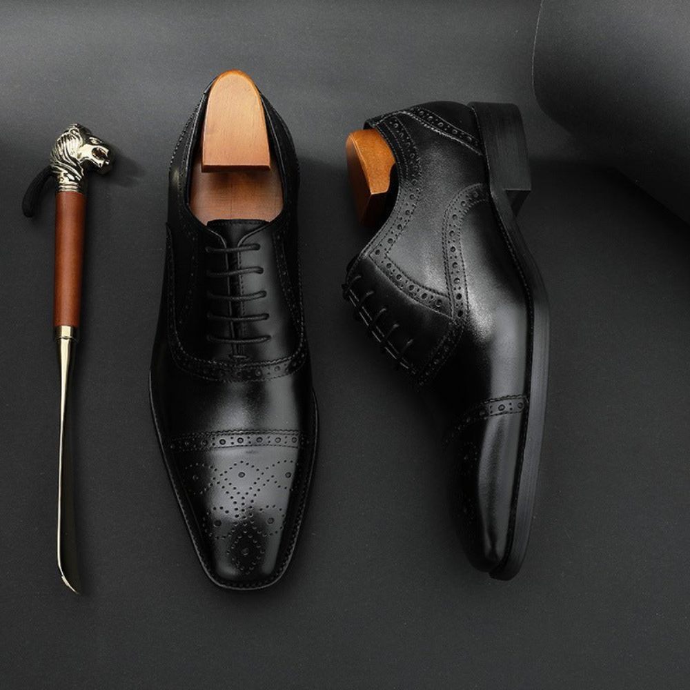 Chaussures Formelles Pour Hommes Mariée Cuir - Noir