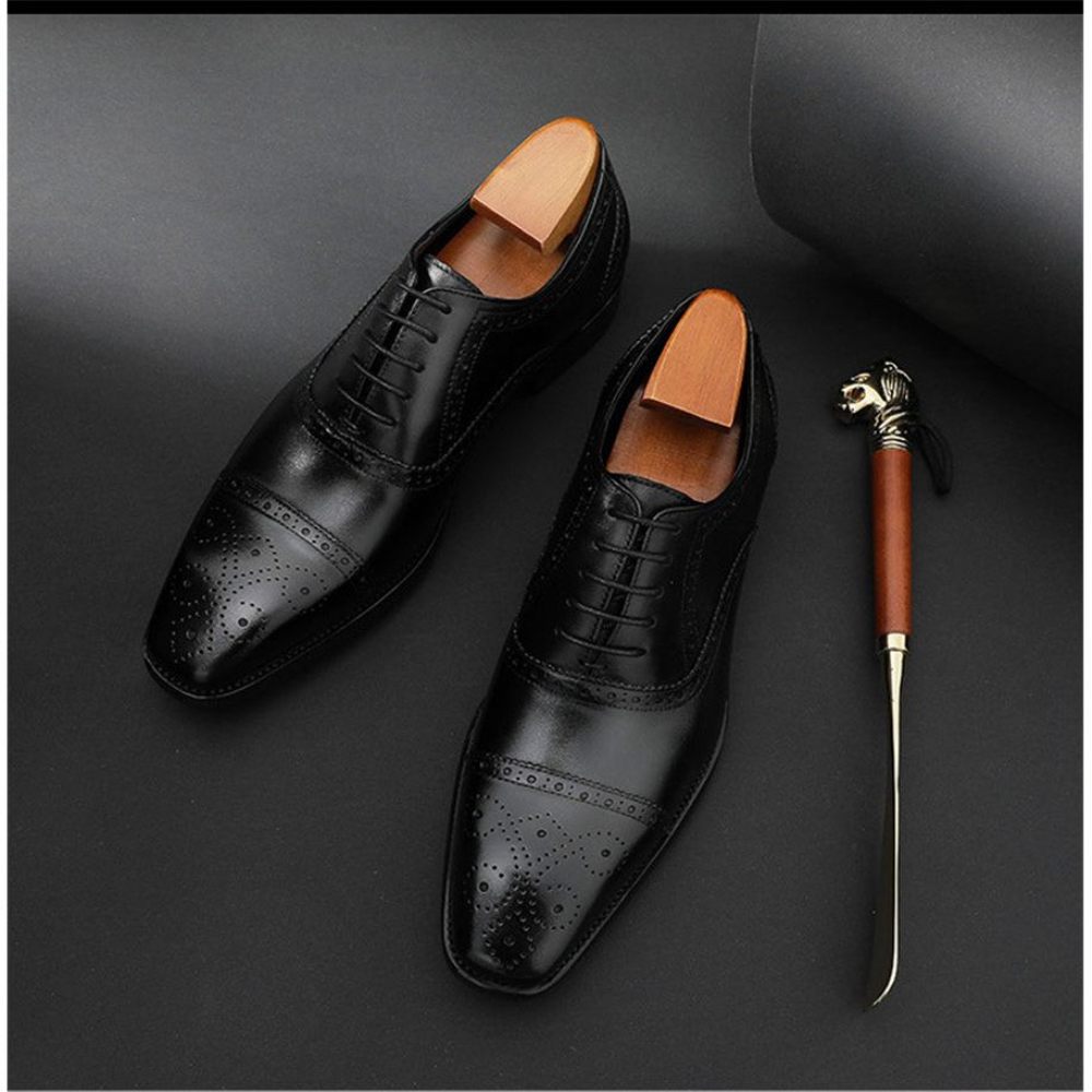 Chaussures Formelles Pour Hommes Mariée Cuir - Noir