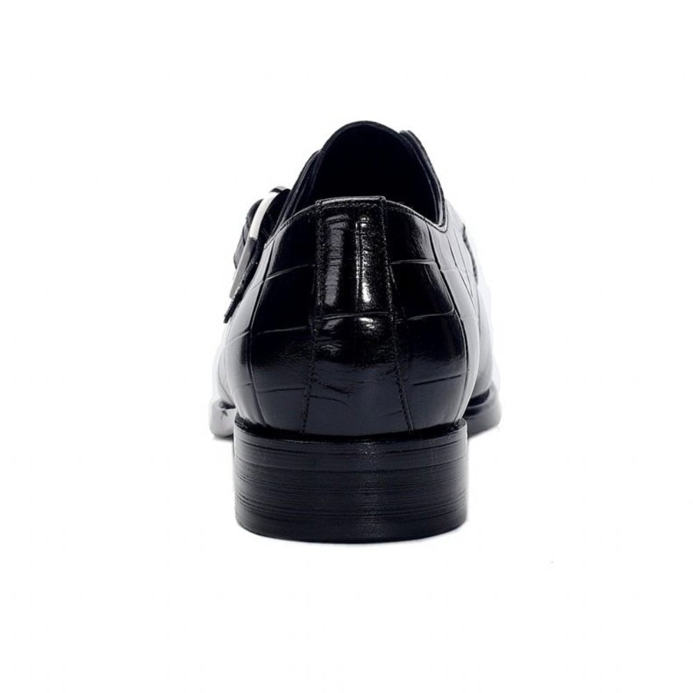 Chaussures Formelles Pour Hommes Mariée À Enfiler Cuir Véritable - Noir