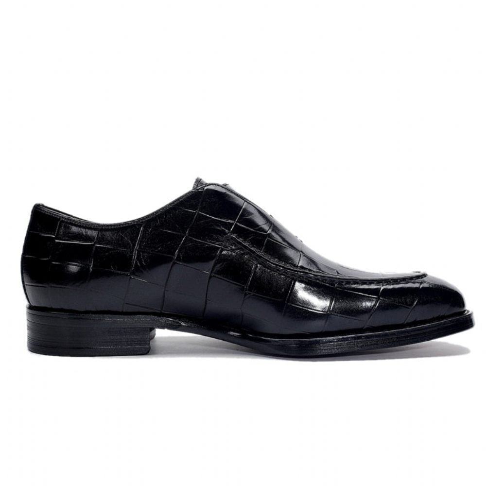 Chaussures Formelles Pour Hommes Mariée À Enfiler Cuir Véritable - Noir