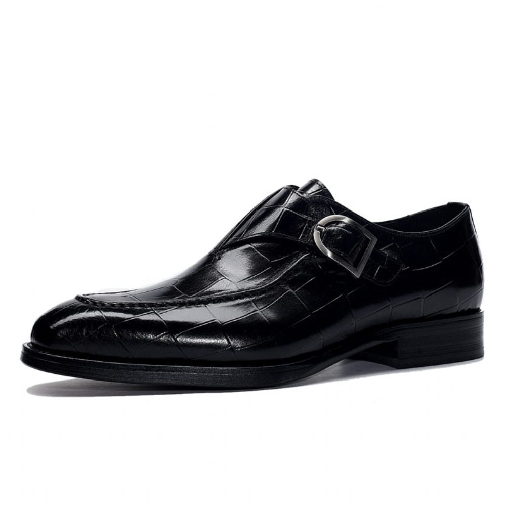 Chaussures Formelles Pour Hommes Mariée À Enfiler Cuir Véritable - Noir