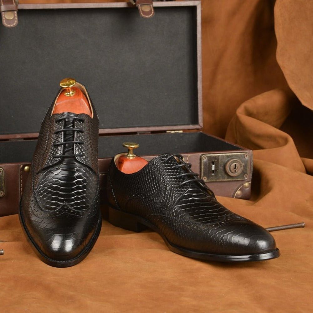 Chaussures Formelles Pour Hommes Mariée À Lacets Et Bout Pointu - Noir