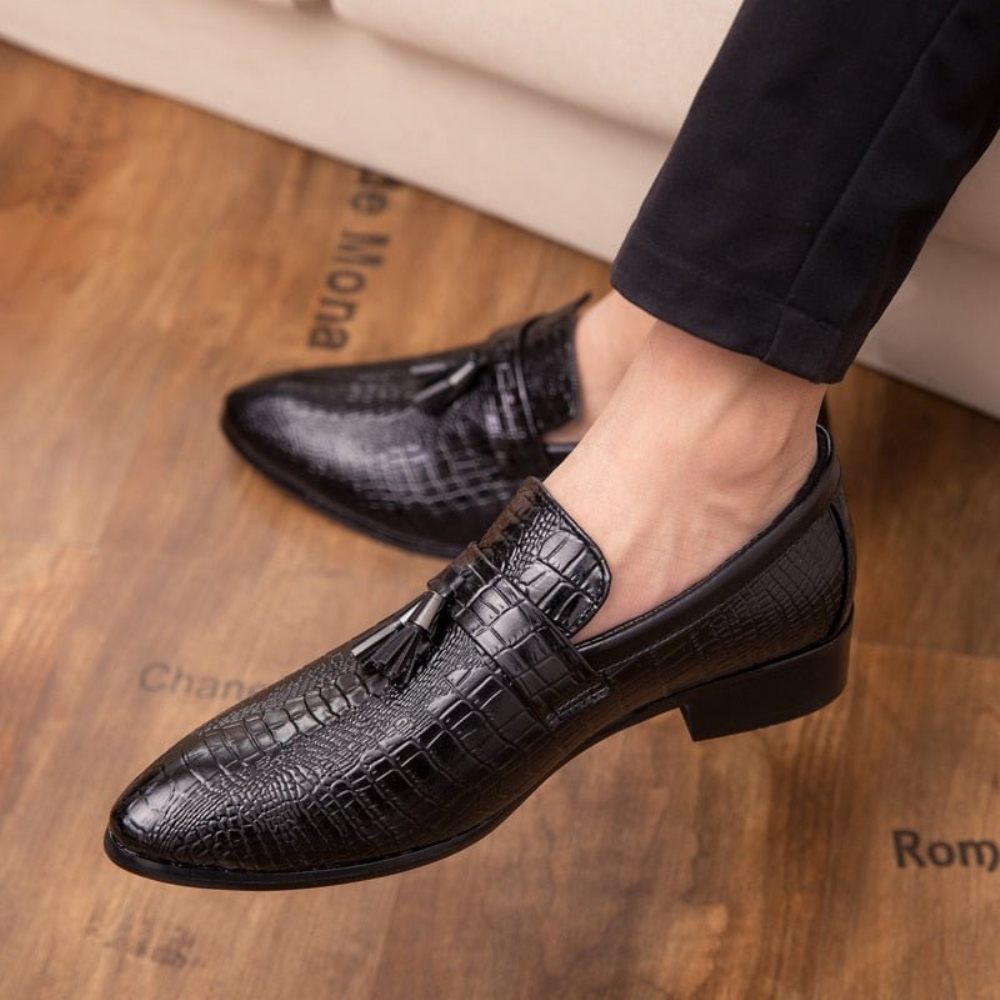 Chaussures Formelles Pour Hommes Mocassins D'affaires Chics Cuir - Noir