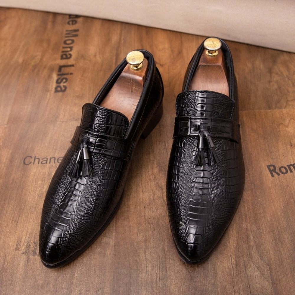 Chaussures Formelles Pour Hommes Mocassins D'affaires Chics Cuir - Noir