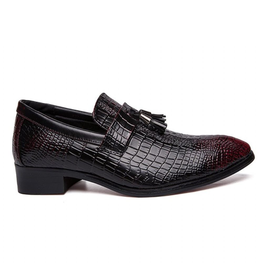 Chaussures Formelles Pour Hommes Mocassins D'affaires Chics Cuir - Rouge