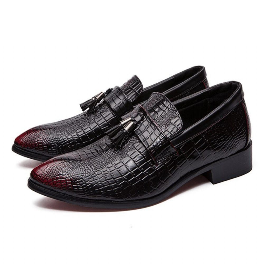 Chaussures Formelles Pour Hommes Mocassins D'affaires Chics Cuir - Rouge