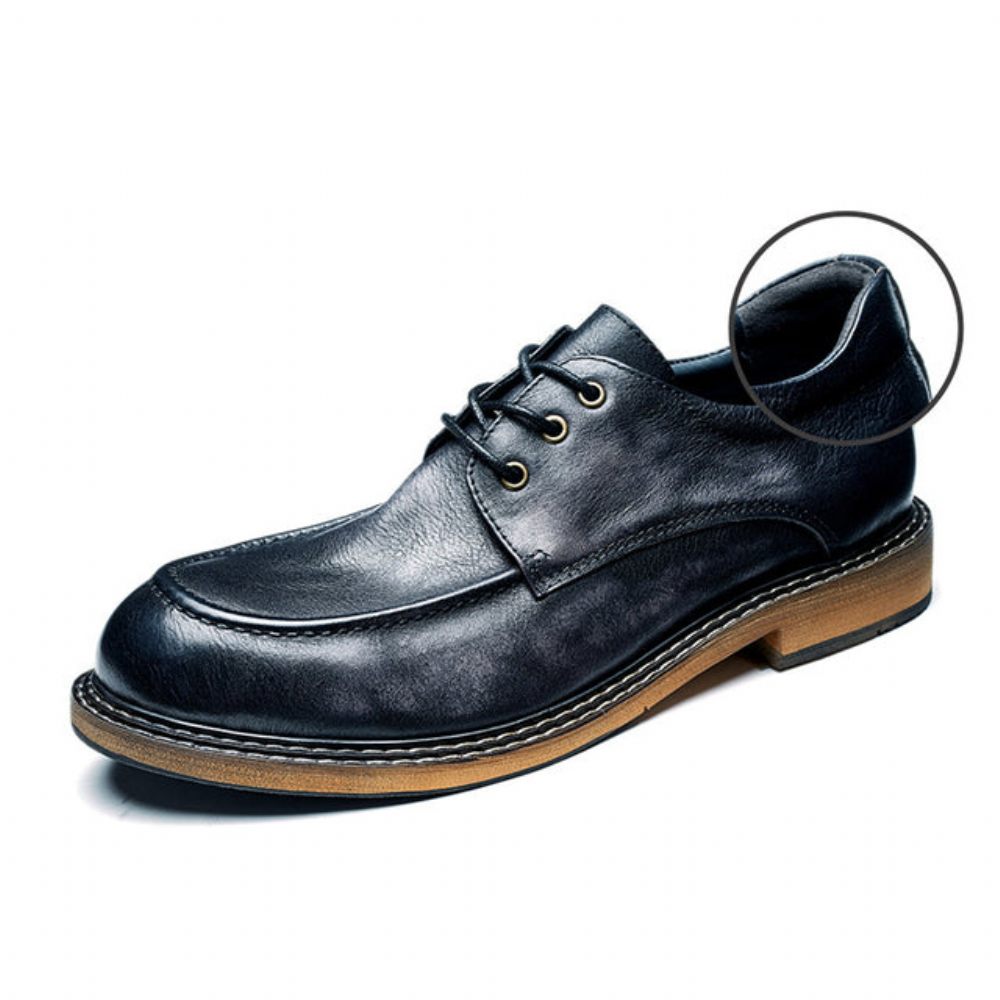 Chaussures Formelles Pour Hommes Mocassins Cuir Rétro Ombre Tentante Élégants À Lacets - Noir