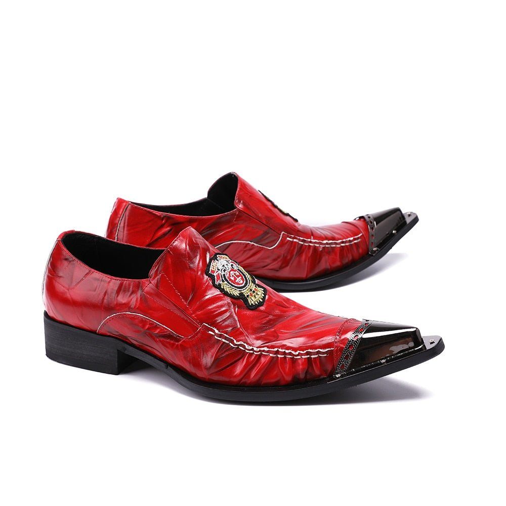 Chaussures Formelles Pour Hommes Mocassins Exotiques À Bout Pointu - Rouge