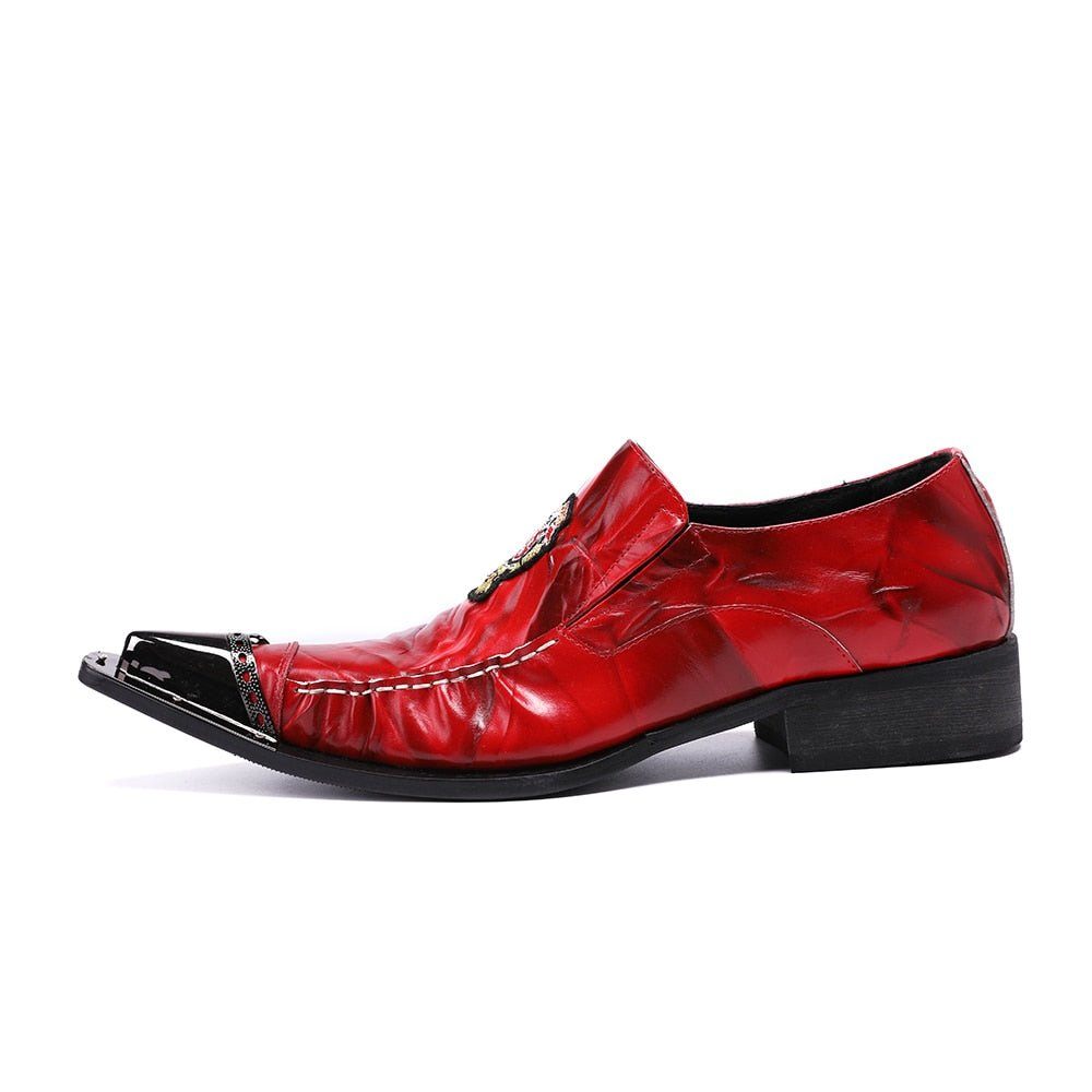 Chaussures Formelles Pour Hommes Mocassins Exotiques À Bout Pointu - Rouge