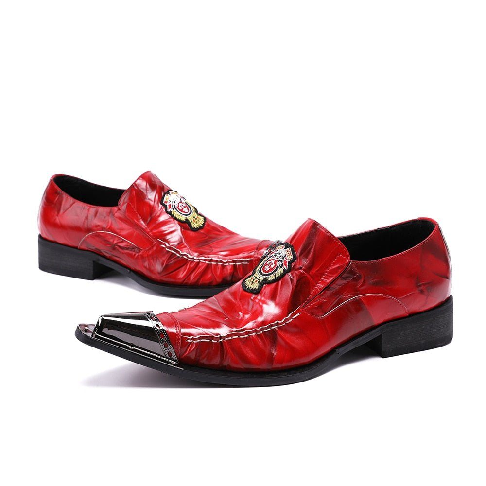 Chaussures Formelles Pour Hommes Mocassins Exotiques À Bout Pointu - Rouge