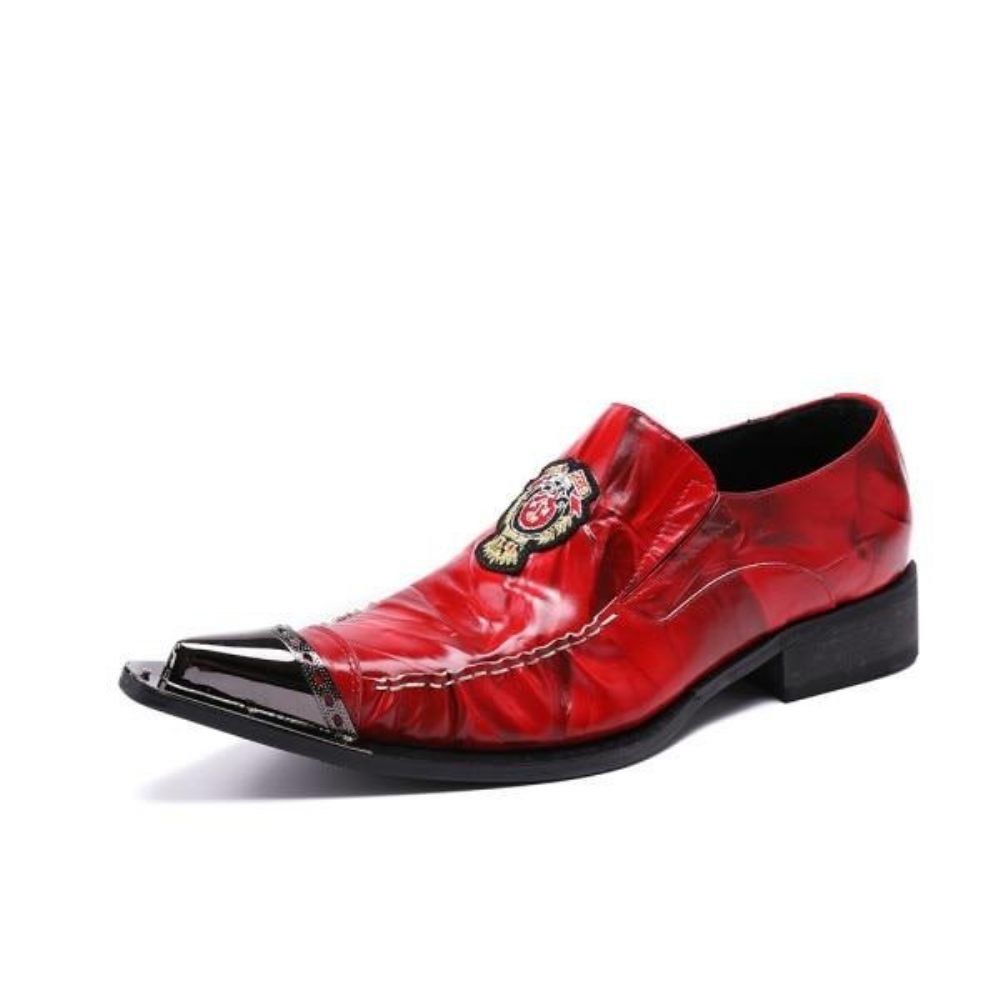 Chaussures Formelles Pour Hommes Mocassins Exotiques À Bout Pointu - Rouge