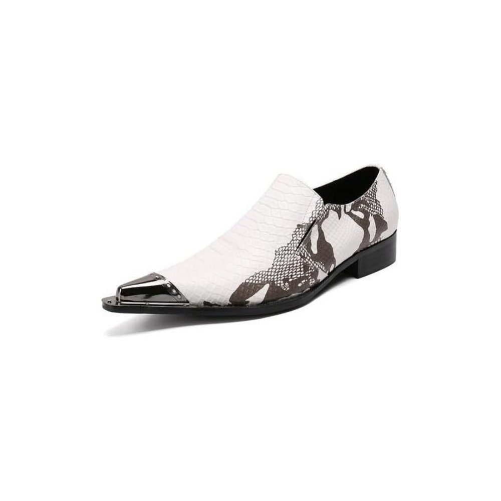 Chaussures Formelles Pour Hommes Mocassins Habillés Cuir Exotique - Blanc