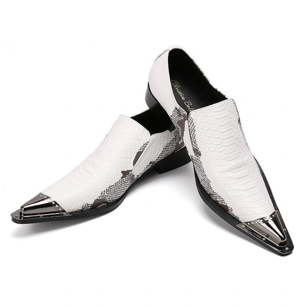 Chaussures Formelles Pour Hommes Mocassins Habillés Cuir Exotique - Blanc