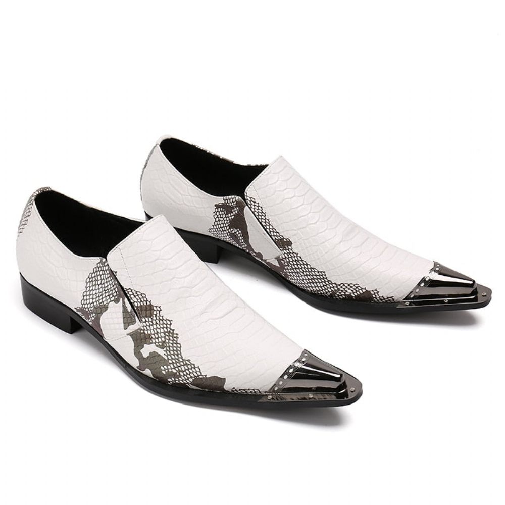 Chaussures Formelles Pour Hommes Mocassins Habillés Cuir Exotique - Blanc