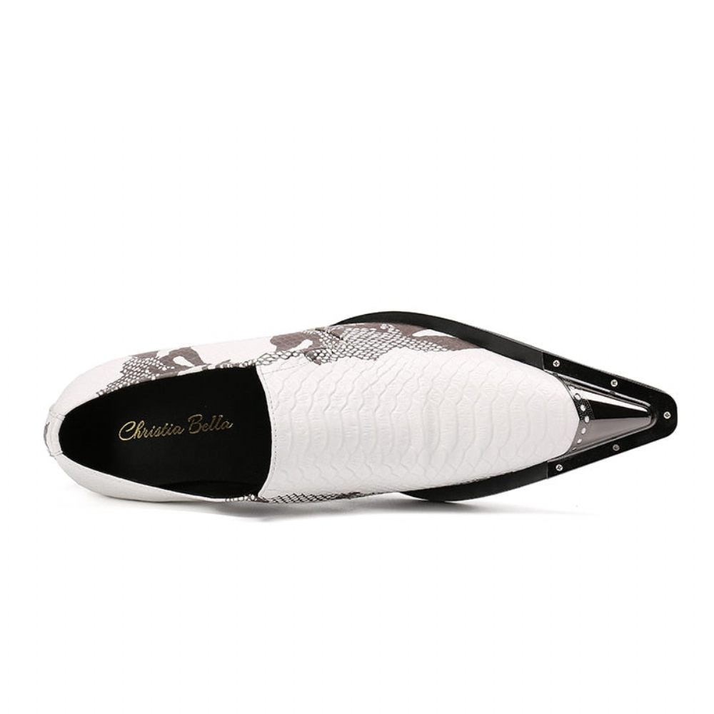 Chaussures Formelles Pour Hommes Mocassins Habillés Cuir Exotique - Blanc