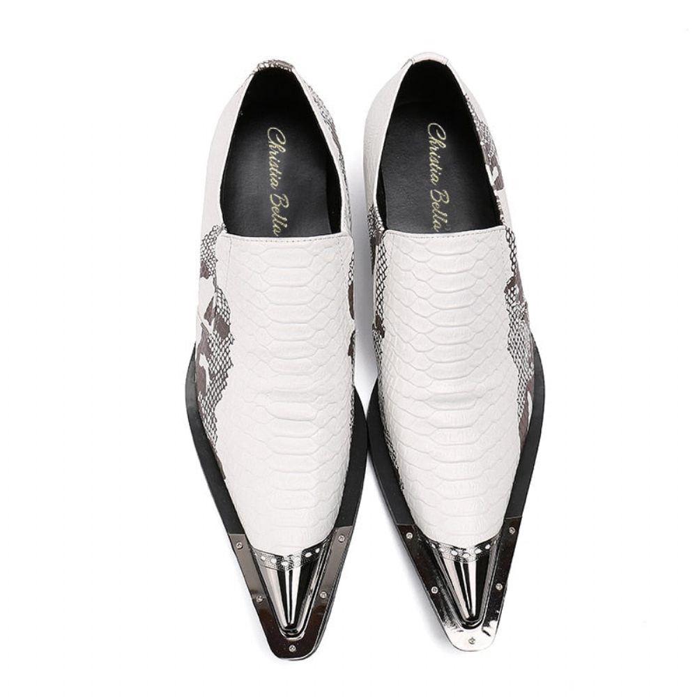 Chaussures Formelles Pour Hommes Mocassins Habillés Cuir Exotique - Blanc