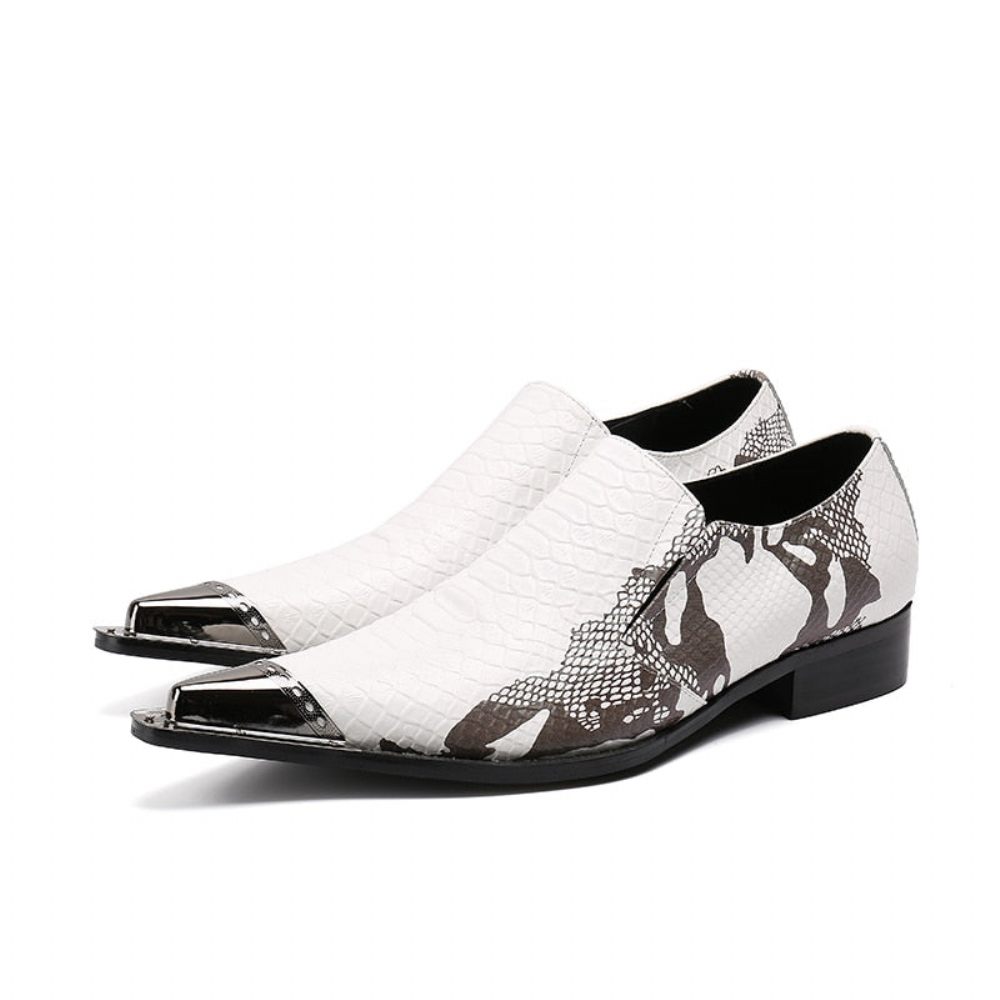 Chaussures Formelles Pour Hommes Mocassins Habillés Cuir Exotique - Blanc