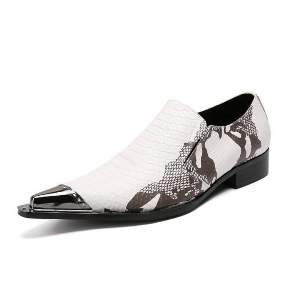 Chaussures Formelles Pour Hommes Mocassins Habillés Cuir Exotique - Blanc